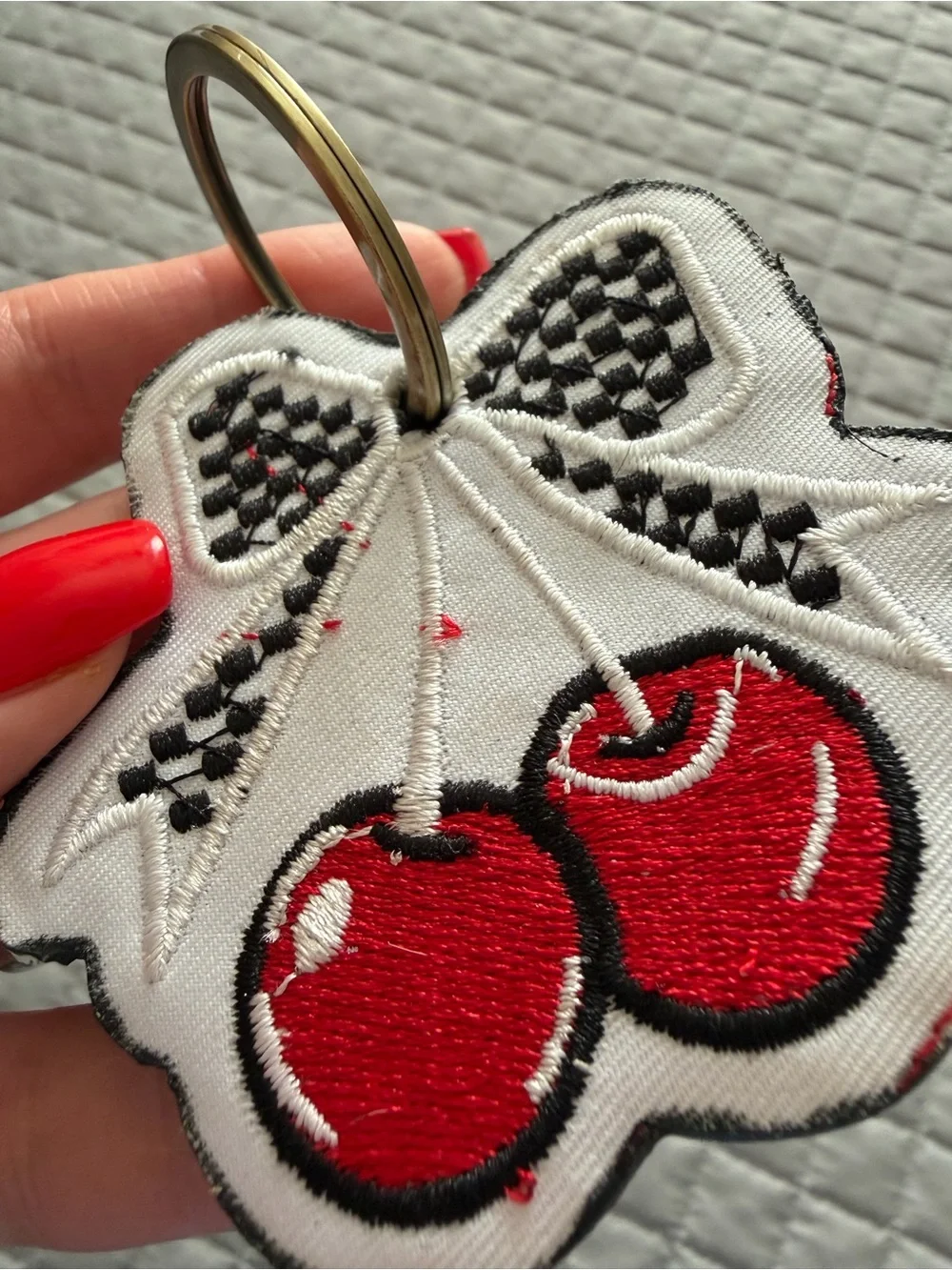 Checkered Cherry Keychain 🍒